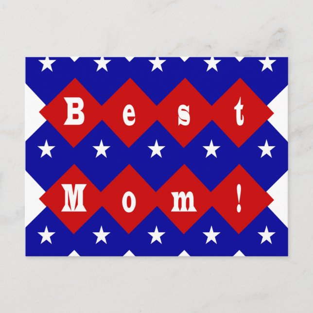 Carte Postale Meilleure maman en forme de diamant patriotique (Devant)
