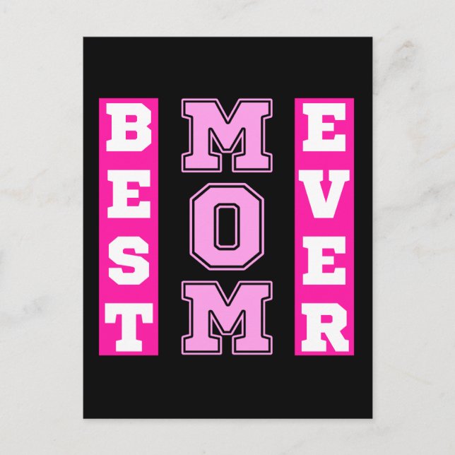 Carte Postale Meilleure Maman Ever Typographie Rose Cadeaux de F (Devant)
