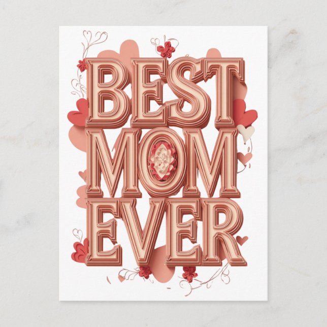 Carte Postale Meilleure Maman Jamais Conception 3D Or | Cadeau d (Devant)