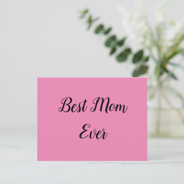 Carte Postale Meilleure maman jamais texte rose (Debout devant)
