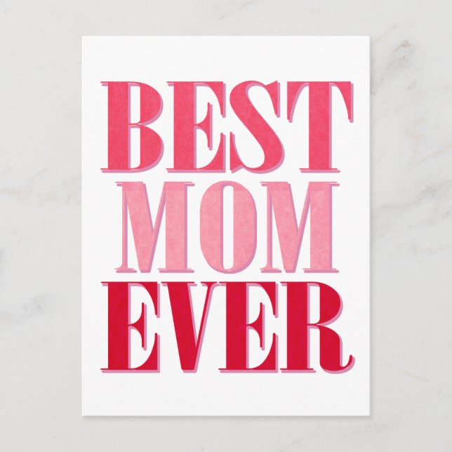 Carte Postale Meilleure Maman Jour Pink Texte Dit (Devant)