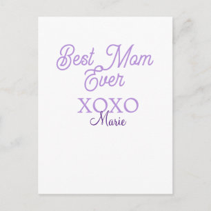 Carte Postale Meilleure maman qui soit xoxo nom violet élégant f