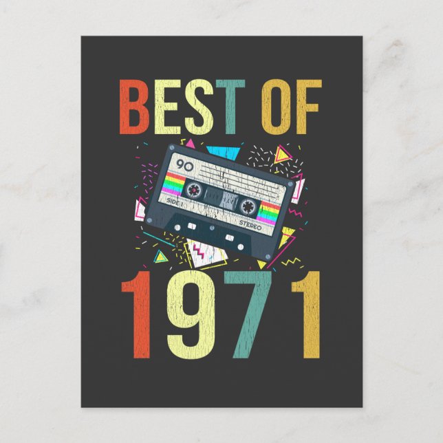 Carte Postale Meilleure mixtape rétro de 1971 Cadeau cassette d' (Devant)