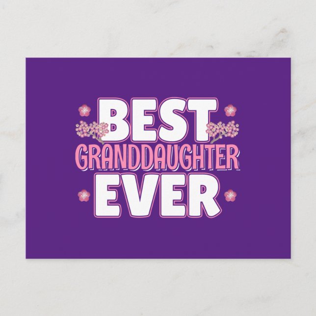 Carte Postale Meilleure Petite-fille jamais - Fleurs de cerisier (Devant)