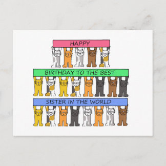Carte Postale Meilleure soeur au monde Joyeux chats d'anniversai