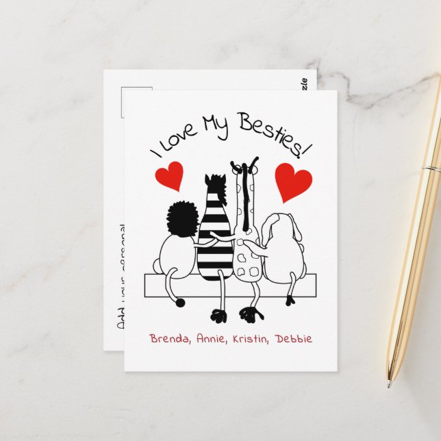 Carte Postale Meilleures salutations d'amis (Devant/Arrière en situation)