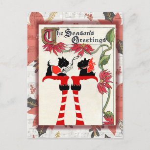 Carte Postale Meilleures salutations de Noël de chien Vintage