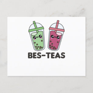 Carte Postale Meilleurs Thés - Bubble Tea Kawaii Boba Tea Love