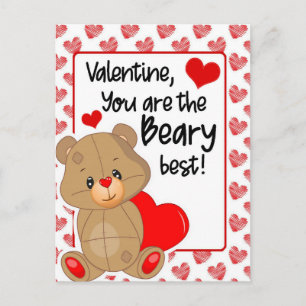 Carte Postale Meilleurs vœux de la Saint-Valentin Beary coeurs