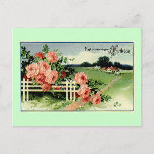 Carte Postale "Meilleurs voeux pour votre anniversaire" Vintage