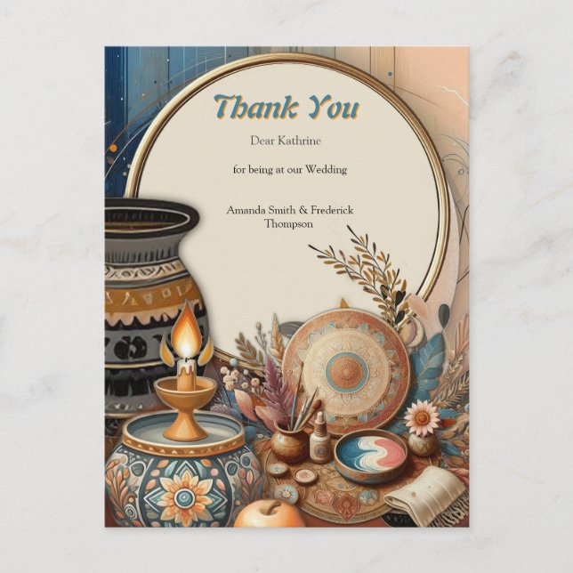 Carte Postale Mélange bohème de couleurs et de décoration (Devant)