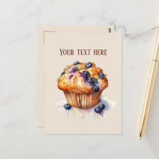 Carte Postale Mélange muffin bleuet ajouter du texte