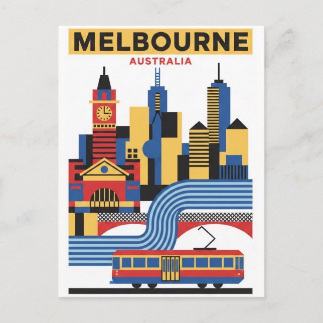Carte Postale Melbourne Australia Skyline Travel (Devant)