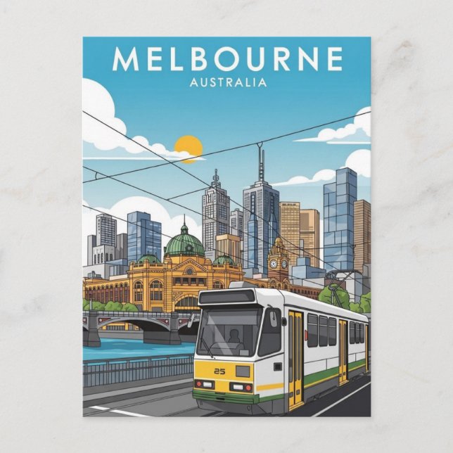 Carte Postale Melbourne Australie Skyline Voyage (Devant)