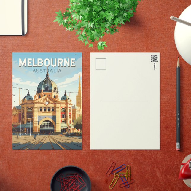 Carte Postale Melbourne Australie Travel Art Vintage (Créateur téléchargé)