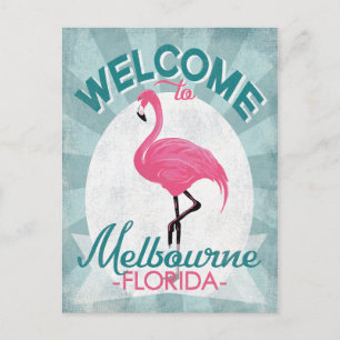 Carte Postale Melbourne Florida Flamant rose rose Retro