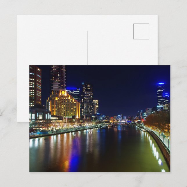 Carte Postale Melbourne la nuit (Devant / Derrière)