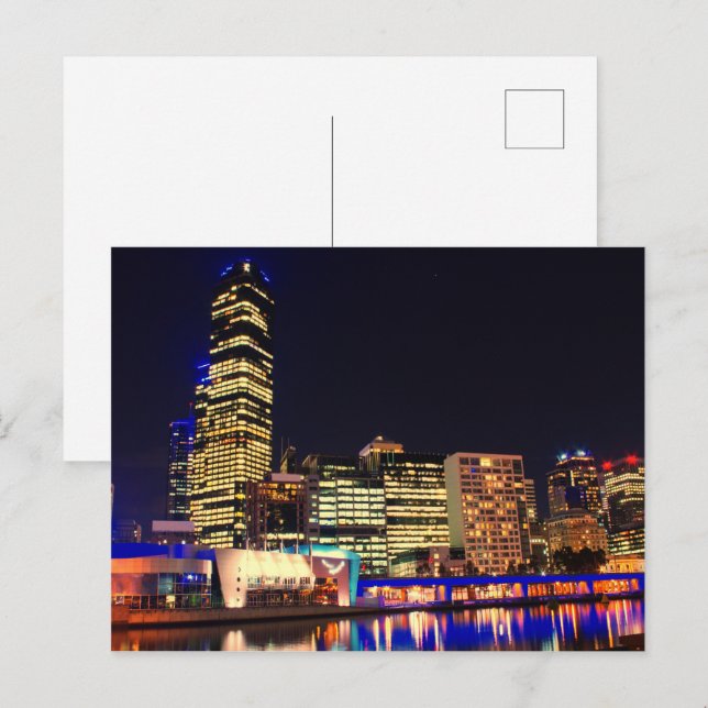 Carte Postale Melbourne la nuit (Devant / Derrière)
