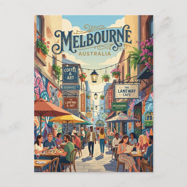 Carte Postale Melbourne Lanes Australie (Devant)