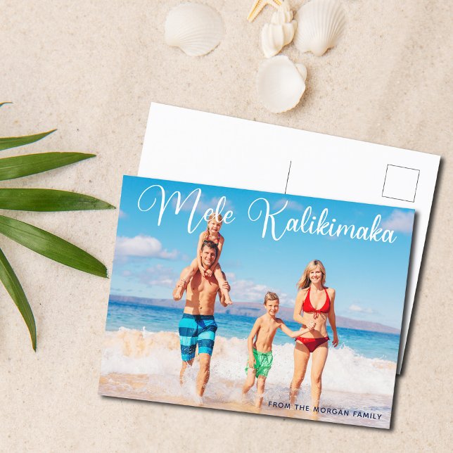 Carte Postale Mele Kalikimaka Famille Photo Plage Joli Noël (Créateur téléchargé)