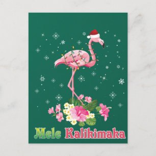 Carte Postale Mele Kalikimaka Flamant Santa Noël Joyeux