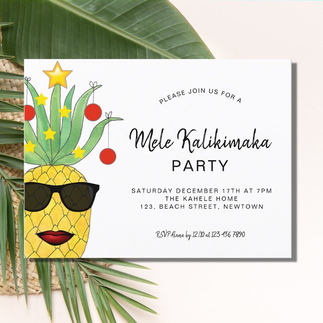 Carte Postale Mele Kalikimaka Party Ananas Invitation Postcar (Créateur téléchargé)