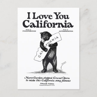 Carte Postale Mélodique Attire : 'I Love You, California' Vintag