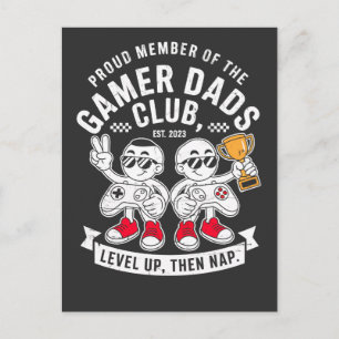 Carte Postale Membre fier du club des papas gamers - Niveau supé