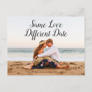 Carte Postale Même Amour Différent Date Mariage Reporté Noir