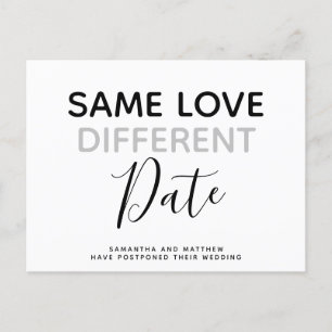 Carte Postale Même Amour Différente Date Simple Moderne Mariage