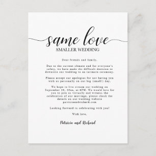 Carte Postale Même amour, mariage plus petit, réduction de maria