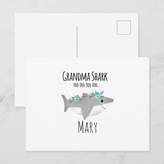 Carte Postale Mémé Requin personnalisée Doo Doo Doo (Devant / Derrière)