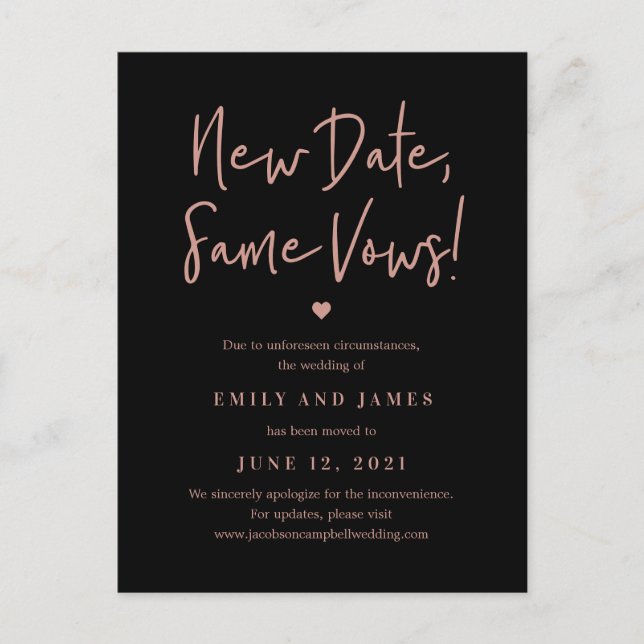 Carte Postale Même Vows ÉDITABLE COULEUR Modifier La date (Devant)