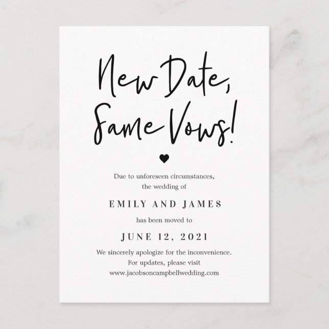 Carte Postale Même Vows ÉDITABLE COULEUR Modifier La date (Devant)