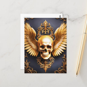 Carte Postale Memento Mori Golden Gothic Skull Sigil