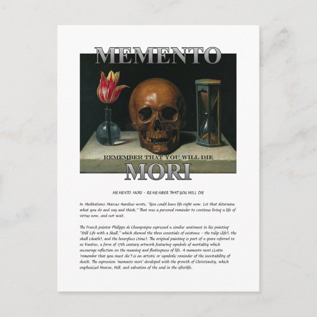 Carte Postale Memento Mori - Rappelez-vous que vous allez mourir (Devant)