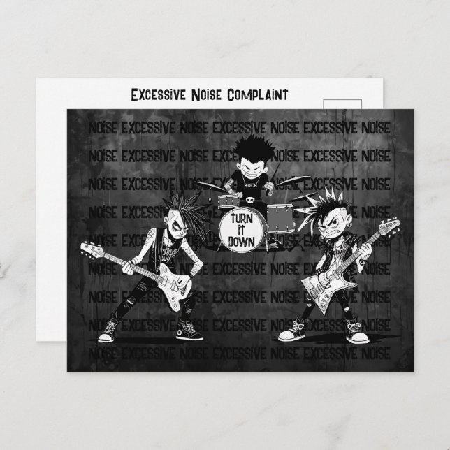 Carte Postale Memo de voisin amical plainte de bruit excessif (Devant / Derrière)