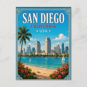 Carte Postale 🌊 Mémoire de vacances à la plage de San Diego Cal