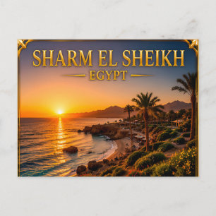 Carte Postale Mémoire de voyage Coucher de soleil doré à Sharm E