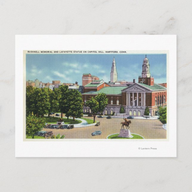 Carte Postale Mémorial de Bushnell, Statue de Lafayette (Devant)