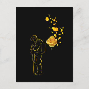Carte Postale Mémorial d'honneur aux vétérans jaune et rose