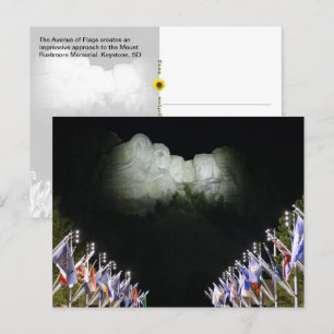 Carte Postale Mémorial du mont Rushmore - éclairage du soir -