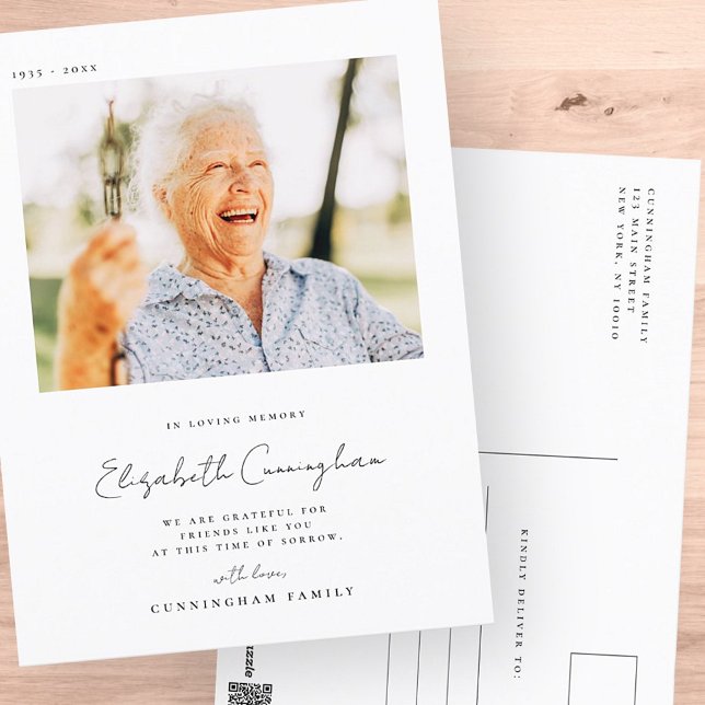 Carte Postale Mémorial en souvenir élégant simple photo moderne (Créateur téléchargé)