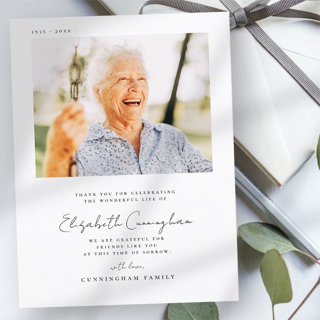 Carte Postale Mémorial Funérailles Élégant Simple Moderne Chic P (Créateur téléchargé)