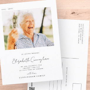 Carte Postale Mémorial Mémoire Affectueuse Élégant Simple Modern