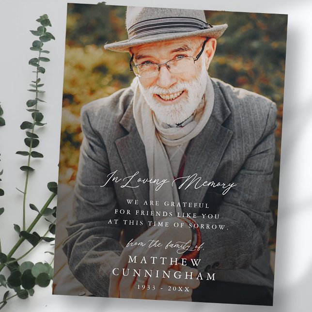 Carte Postale Mémorial Moderne Simple En Mémoire Photo (Créateur téléchargé)