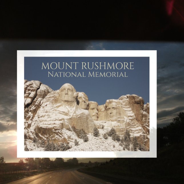Carte Postale Mémorial national du mont Rushmore, neige hivernal (Créateur téléchargé)