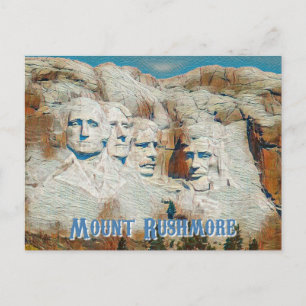 Carte Postale Mémorial national du Mont Rushmore stylisé