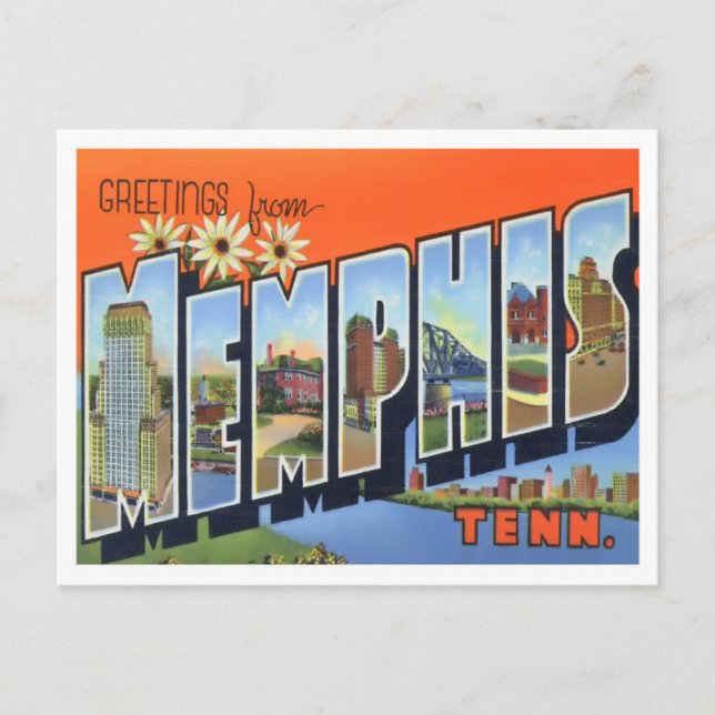 Carte postale Memphis, Tennessee Vintage Big Lette (Devant)