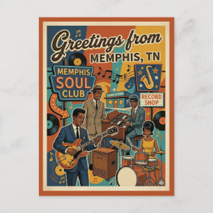 Carte Postale Memphis TN Salutations Ambiance Musicale Rétro